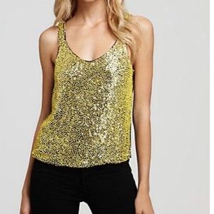 Aqua Yellow Sequin Beaded Cami